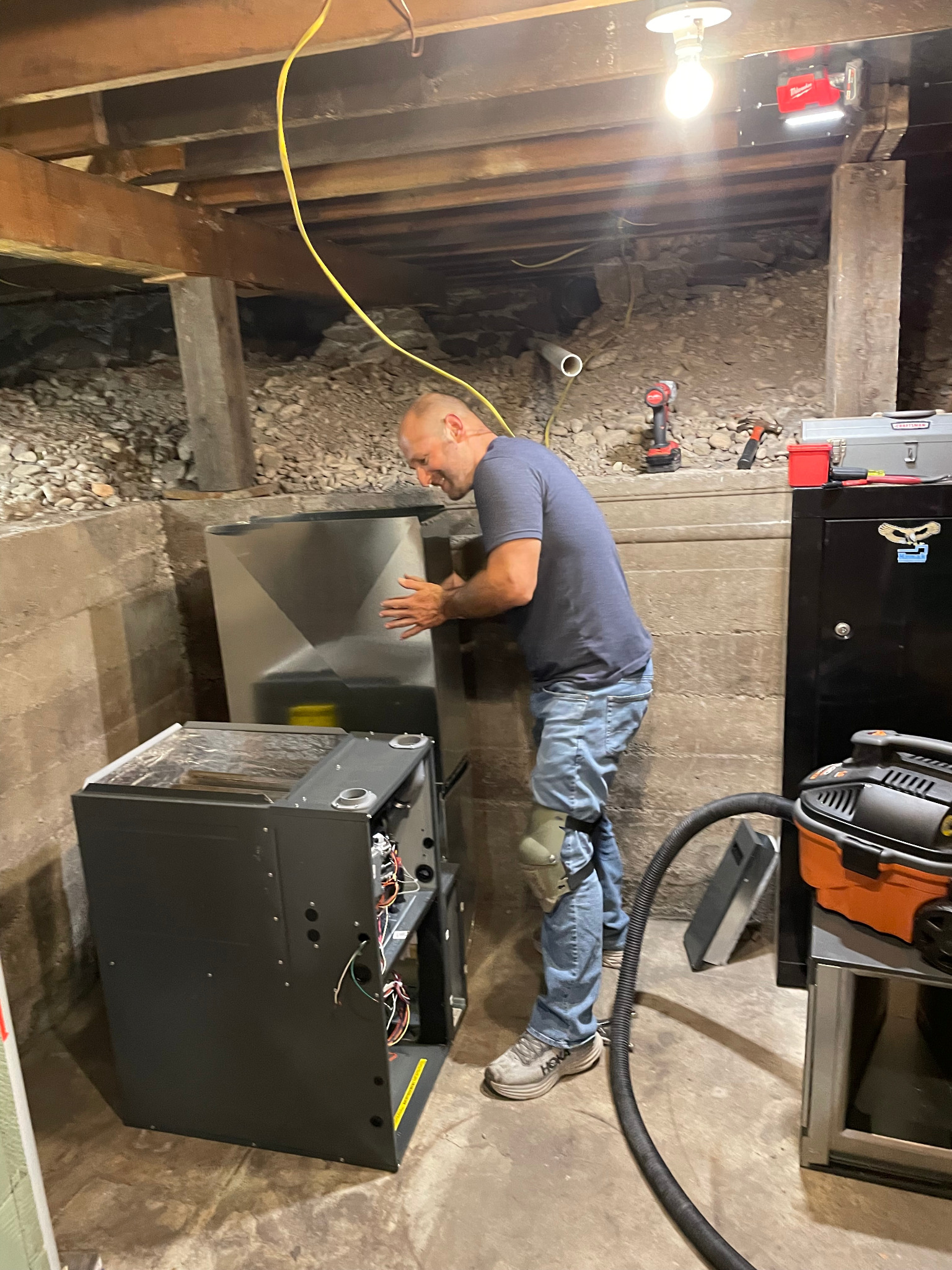 Furnace installation work in progress